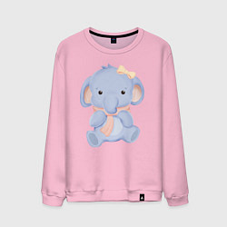 Свитшот хлопковый мужской Милый Слонёнок С Шарфом, цвет: светло-розовый