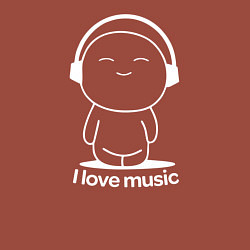 Свитшот хлопковый мужской Я Люблю Музыку I Love Music Белая, цвет: кирпичный — фото 2