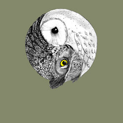 Свитшот хлопковый мужской Инь Янь по совиному, цвет: авокадо — фото 2