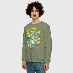 Свитшот хлопковый мужской The SimpsonsСемейка Симпсонов, цвет: авокадо — фото 2