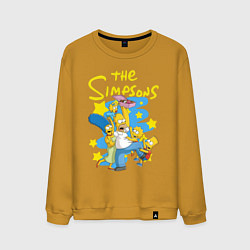 Свитшот хлопковый мужской The SimpsonsСемейка Симпсонов, цвет: горчичный
