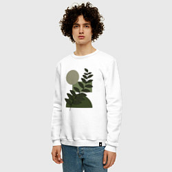 Свитшот хлопковый мужской Листья и Геометрия, цвет: белый — фото 2