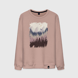 Свитшот хлопковый мужской Дикая природа, цвет: пыльно-розовый