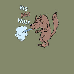 Свитшот хлопковый мужской Большой злой волк из сказки Три Поросенка, цвет: авокадо — фото 2