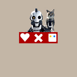 Свитшот хлопковый мужской Love death and robots белый робот с котом, цвет: миндальный — фото 2