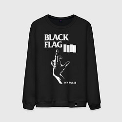 Свитшот хлопковый мужской BLACK FLAG РУКА, цвет: черный