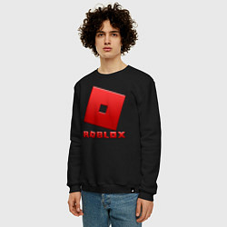 Свитшот хлопковый мужской ROBLOX логотип красный градиент, цвет: черный — фото 2