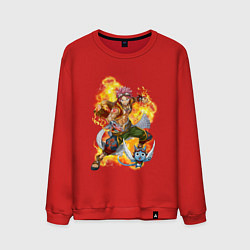 Свитшот хлопковый мужской Нацу Драгнил и Хеппи, цвет: красный