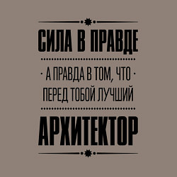 Свитшот хлопковый мужской Надпись: Сила в правде, а правда в том, что перед, цвет: утренний латте — фото 2