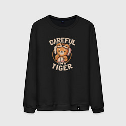 Свитшот хлопковый мужской Careful Im a Tiger, цвет: черный