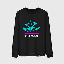 Свитшот хлопковый мужской Символ Hitman в неоновых цветах, цвет: черный
