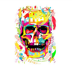 Свитшот хлопковый мужской Красочный стилизованный череп, цвет: белый — фото 2