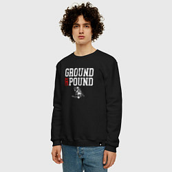 Свитшот хлопковый мужской Ground And Pound Добивание ММА, цвет: черный — фото 2