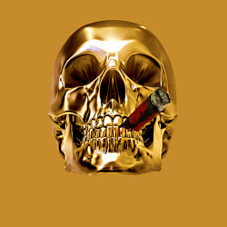 Свитшот хлопковый мужской Золотой череп с сигарой, цвет: горчичный — фото 2