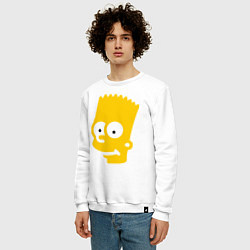 Свитшот хлопковый мужской Барт Симпсон - портрет, цвет: белый — фото 2