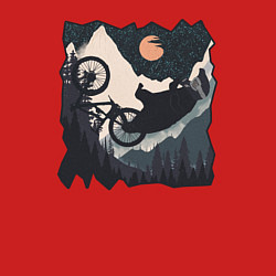 Свитшот хлопковый мужской Оранжевая луна и маунтин байк, цвет: красный — фото 2