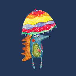 Свитшот хлопковый мужской Ежик под зонтиком, цвет: тёмно-синий — фото 2