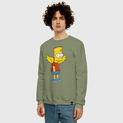 Свитшот хлопковый мужской Барт Симпсон - единорог, цвет: авокадо — фото 2