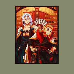 Свитшот хлопковый мужской Тенген и Ренгоку красивые - Клинок рассекающий дем, цвет: авокадо — фото 2