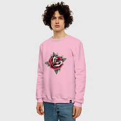 Свитшот хлопковый мужской Бутон розы, цвет: светло-розовый — фото 2