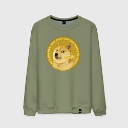 Свитшот хлопковый мужской Иронизирующая монета с Доге, цвет: авокадо