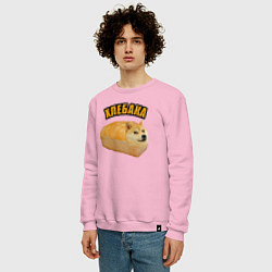 Свитшот хлопковый мужской Хлеб и собака - Хлебака, цвет: светло-розовый — фото 2