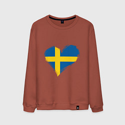Свитшот хлопковый мужской Сердце - Швеция, цвет: кирпичный