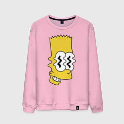 Свитшот хлопковый мужской Bart Simpson - glitch, цвет: светло-розовый