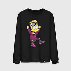 Свитшот хлопковый мужской Барт Симпсон в прыжке, цвет: черный