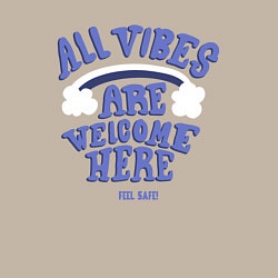 Свитшот хлопковый мужской All vibes are welcome here, feel safe, цвет: миндальный — фото 2