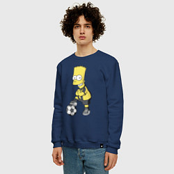 Свитшот хлопковый мужской Барт Симпсон - крутой футбольный форвард, цвет: тёмно-синий — фото 2