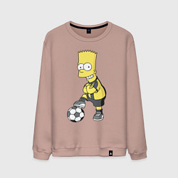 Свитшот хлопковый мужской Барт Симпсон - крутой футбольный форвард, цвет: пыльно-розовый