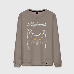 Свитшот хлопковый мужской Nightwish rock cat, цвет: утренний латте