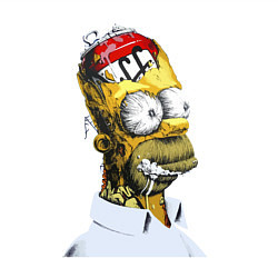 Свитшот хлопковый мужской Гомер Симпсон с банкой пива в мыслях, цвет: белый — фото 2