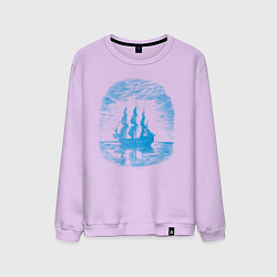 Свитшот хлопковый мужской Винтажный корабль, цвет: лаванда