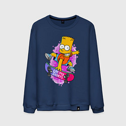 Свитшот хлопковый мужской Барт Симпсон на скейтборде - Eat my shorts!, цвет: тёмно-синий