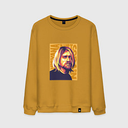 Свитшот хлопковый мужской Nirvana - Cobain, цвет: горчичный