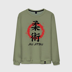Свитшот хлопковый мужской Jiu jitsu red splashes logo, цвет: авокадо
