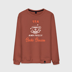 Свитшот хлопковый мужской Tea and fuzzy socks season, цвет: кирпичный
