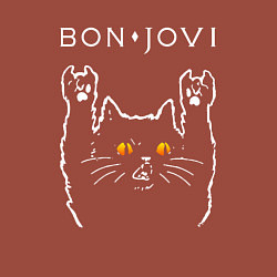 Свитшот хлопковый мужской Bon Jovi rock cat, цвет: кирпичный — фото 2