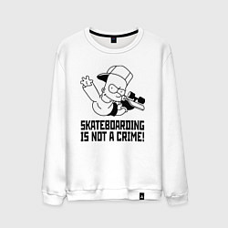 Свитшот хлопковый мужской Skateboarding is not a crime!, цвет: белый
