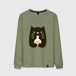 Свитшот хлопковый мужской Котик - Химик, цвет: авокадо