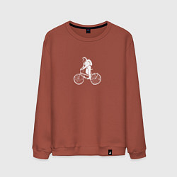 Свитшот хлопковый мужской По космосу на велосипеде, цвет: кирпичный