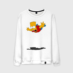 Свитшот хлопковый мужской Барт Симпсон - падение, цвет: белый