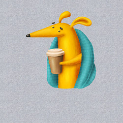 Свитшот хлопковый мужской Песик под пледом с кофе, цвет: меланж — фото 2