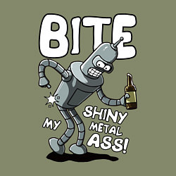 Свитшот хлопковый мужской Bender - Bite my ass, цвет: авокадо — фото 2