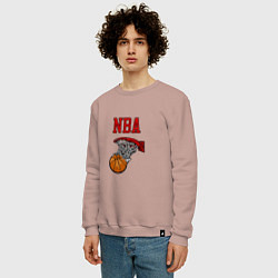 Свитшот хлопковый мужской Basketball - NBA logo, цвет: пыльно-розовый — фото 2