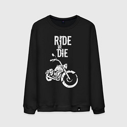 Свитшот хлопковый мужской Ride or Die винтаж, цвет: черный