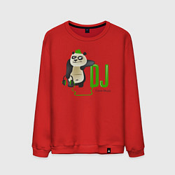 Свитшот хлопковый мужской DJ панда я люблю музыку, цвет: красный
