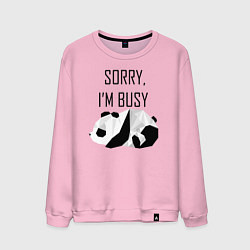 Свитшот хлопковый мужской Извини я занят - панда, цвет: светло-розовый
